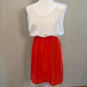 Collective Concept Women's Medium White & Orange Spaghetti Strap Dress